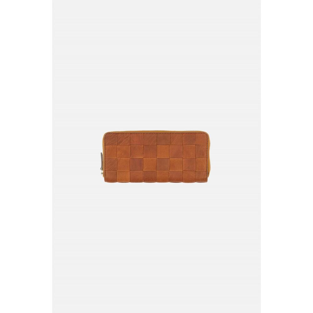NEW DRAGON DIFFUSION women's check zip around wallet in tan